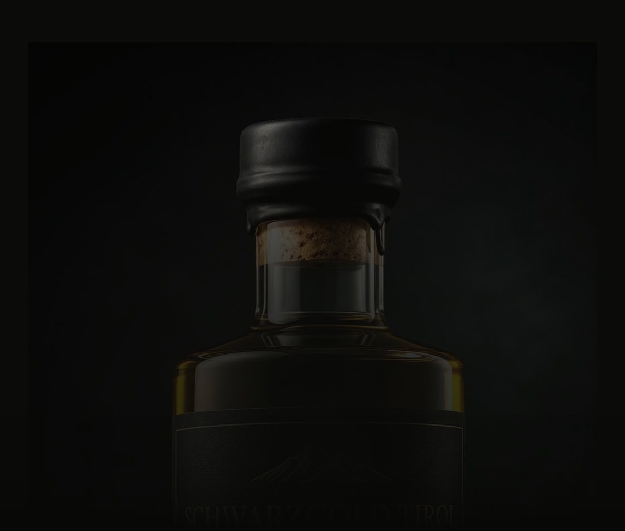 SCHWARZGOLD TIROL, Apothekerflasche auf Schwarz